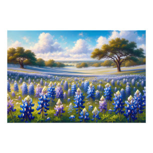 Foto Paisaje de pradera de lupino azul de Texas