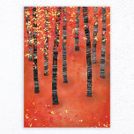 Foto Paisaje del bosque Birch<br><div class="desc">Pintura de un bosque de abedules o álamos en otoño. Bosque semiabstracto rojo, naranja y amarillo.</div>