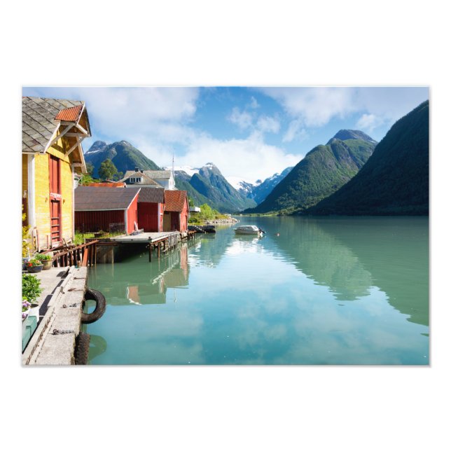 Foto Paisaje del fiordo de Fjaerlandsfjord en Noruega (Frente)
