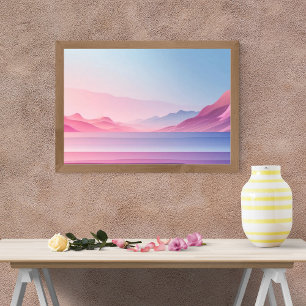 Foto Paisaje montañoso rosado y púrpura