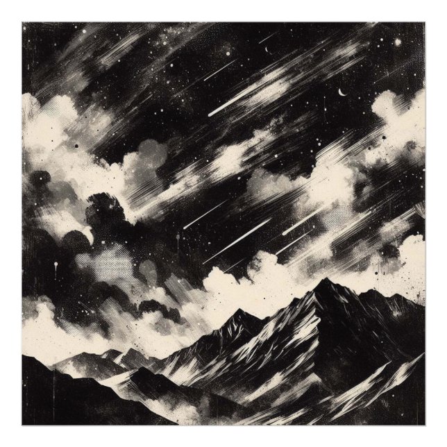 Foto Paisaje montañoso, textura blanca y negra (Frente)