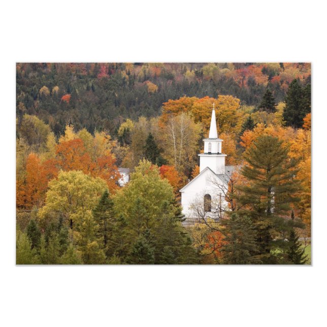 Foto Paisaje otoñal con iglesia, Vermont, Estados Unido (Frente)