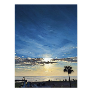 Foto Paisaje playero panorámico al atardecer con palmer