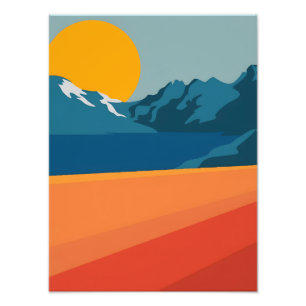 Foto Paisaje Rojo y Azul de Montaña - Adentro Retro al