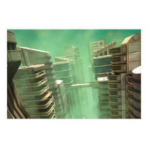 Foto Paisaje urbano megaciudad retrofuturista