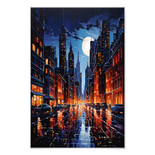 Foto Paisaje urbano vibrante por la noche Arte urbano