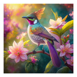 Foto Pájaro de fantasía Jay Arcoíris con cresta naranja