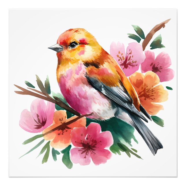 Foto Pájaro de Flor Rosa (Frente)