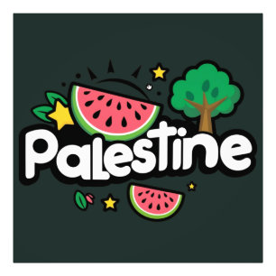 Foto Palabra linda de Palestina rodeada de sandías árbo