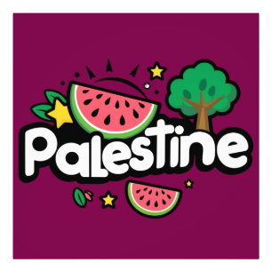 Foto Palabra linda de Palestina rodeada de sandías árbo
