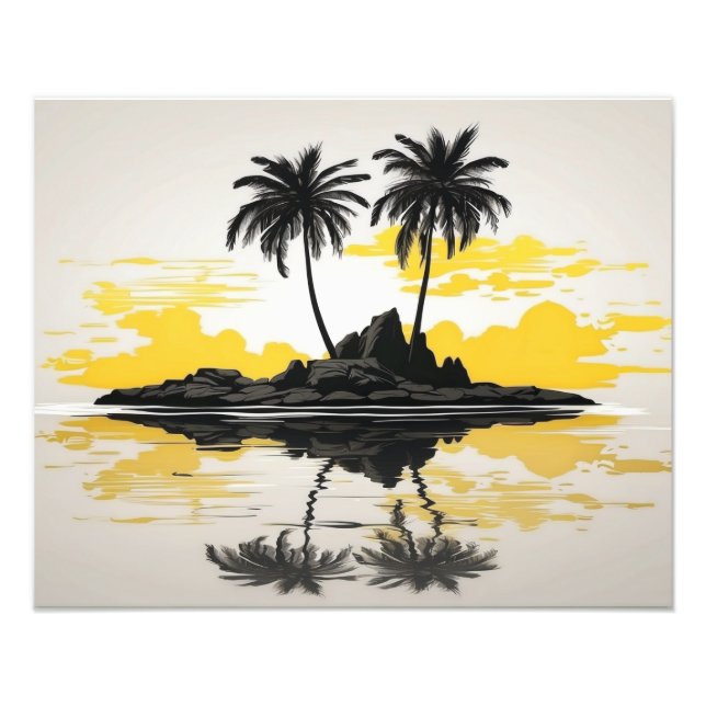 Foto Palmeras en una isla aislada al atardecer (Frente)
