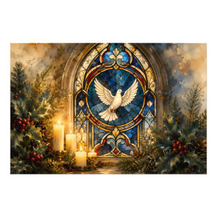 Foto Paloma de Vidrio Emplomado Navidad Ventana