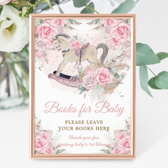 Foto Pampas Pink Floral Rocking Horse Books para el beb (Subido por el creador)
