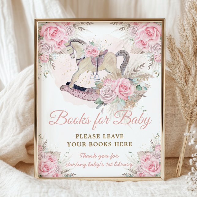 Foto Pampas Pink Floral Rocking Horse Books para el beb (Subido por el creador)