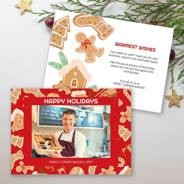 Foto Panadería Gingerbread Gracias Tarjeta de Navi (Photo Bakery Gingerbread Thank You Holiday Card)