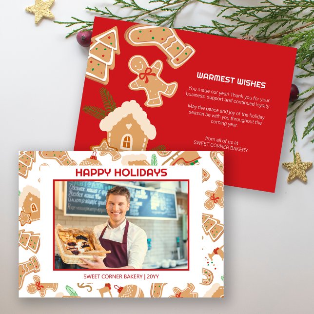 Foto Panadería Gingerbread Gracias Tarjeta de Navi (Photo Bakery Gingerbread Thank You Holiday Card)
