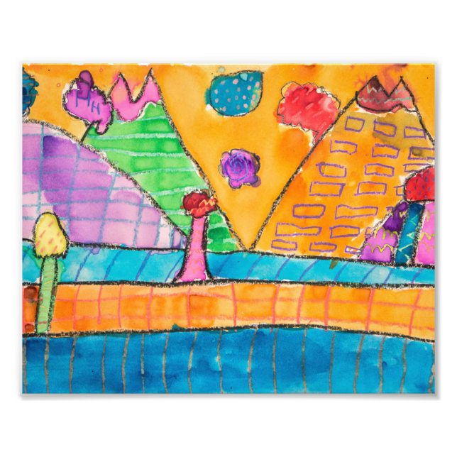 Foto Panorama caprichoso del volcán 8x10 Imprimir (Frente)