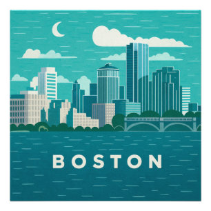 Foto Panorama nocturno de la ciudad de Massachusetts   