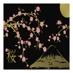 Foto Pantalla Japonesa Rosa Sakura Dorado Negro