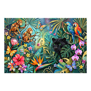 Foto Pantera negra África Alegre estilo collage Selva