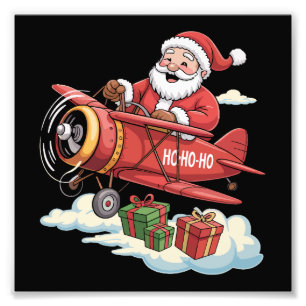 Foto Papá Noel de Navidad piloto volando avión regalo