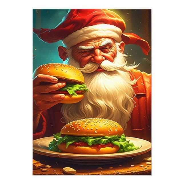 Foto Papá Noel vintage con Hamburger (Frente)