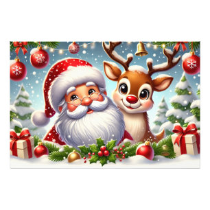 Foto Papá Noel y los renos en la Navidad Snowy