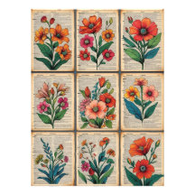 🌸 papel de diccionario de Poster floral vintage