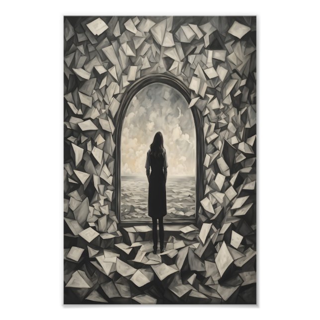 Foto Papers flotantes monocromos surrealistas (Frente)