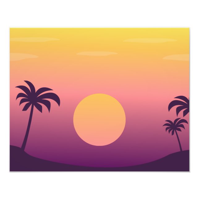 Foto Paraíso tropical: atardecer con palmeras (Frente)