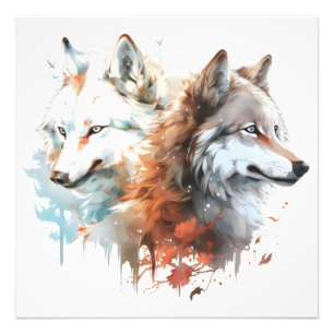Foto Pareja Acuarela Naturaleza Lobo