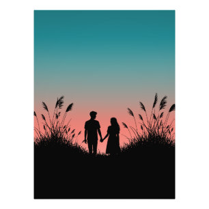Foto Pareja Agarrados de la Mano Campo de Hierba Puesta