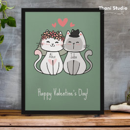 Foto Pareja de gatos lindo Feliz Día de San Valentín Pa