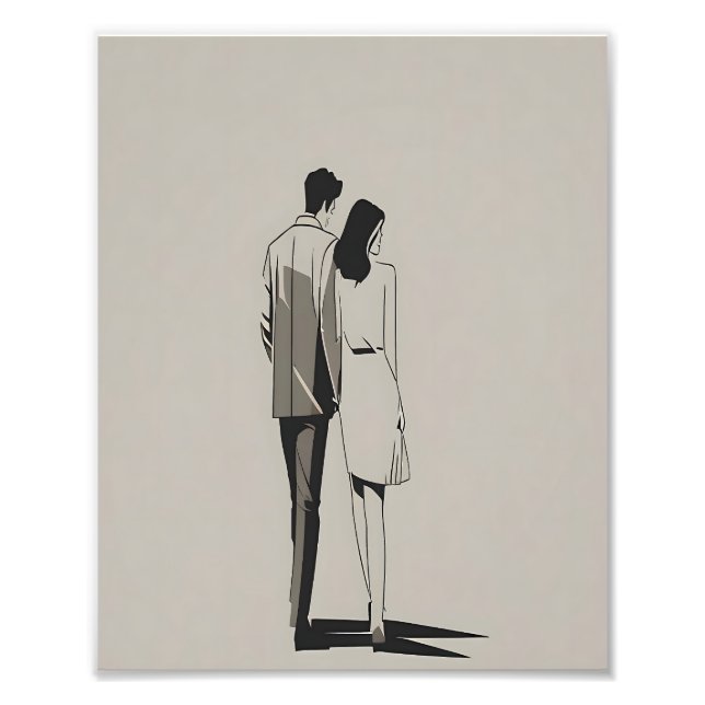 Foto Pareja romántica arte de línea Minimalista (Frente)