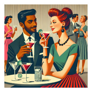 Foto Parejas de fiesta de cóctel de mediados de siglo -