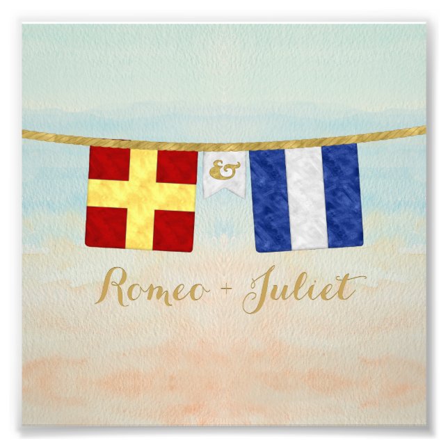 Foto Parejas Monograma Banderas de señalización marítim (Frente)