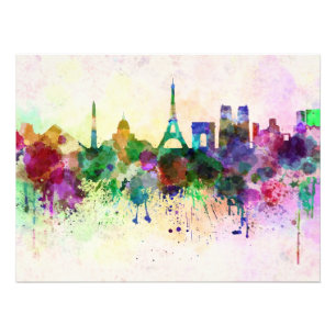 Foto Paris skyline in watercolor background