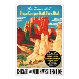 Foto Parque Nacional del Vintage Bryce, Utah Travel Pos