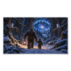 Foto Paseo de linterna de invierno de Sasquatch en el b