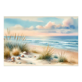 Foto Pastel Coastal Dunes Watercolor