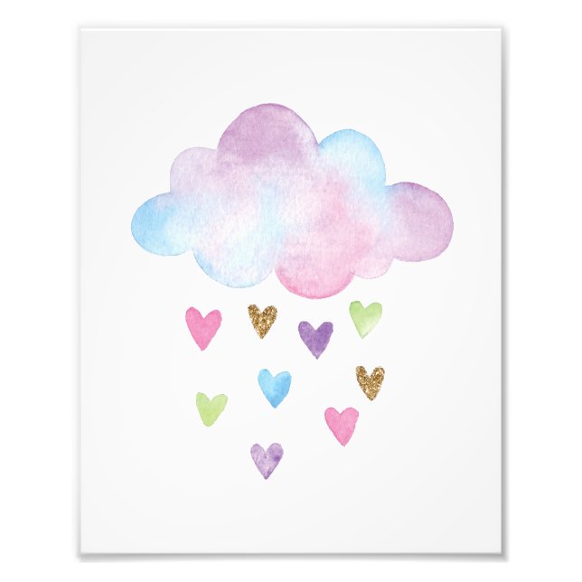 Foto Pastel de corazón arcoiris Nube niños Purpurinas d (Frente)