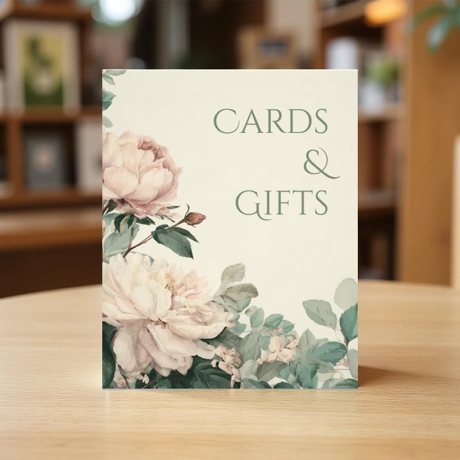 Foto Pastel Watercolor Rose Peonies Wedding Cards Sign (Subido por el creador)