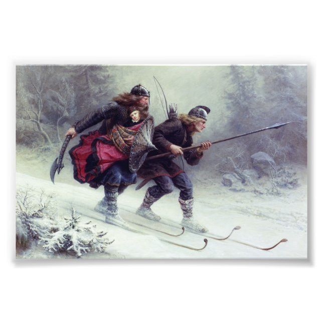 Foto Patas de aves esquiando cruzando la montaña (Frente)