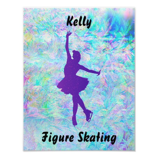 Foto Patinadora artística morada sobre hielo congelado (Frente)