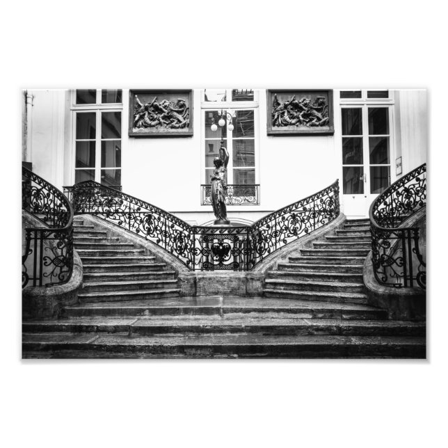 Foto Patio y escaleras de París - Blanco y negro (Frente)
