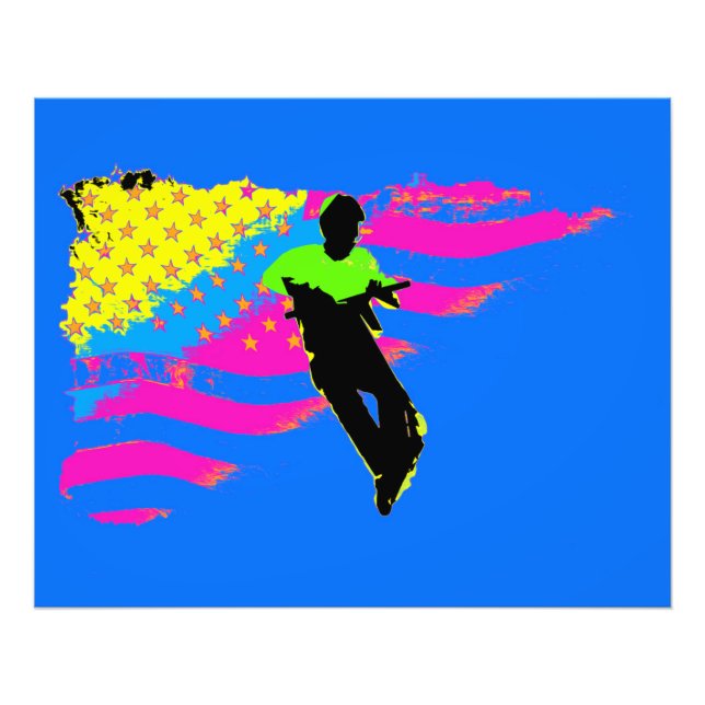 Foto Patriotic Scooter Rider y el arte de la bandera de (Frente)