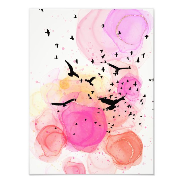 Foto Patrón abstracto de aves coloridas (Frente)