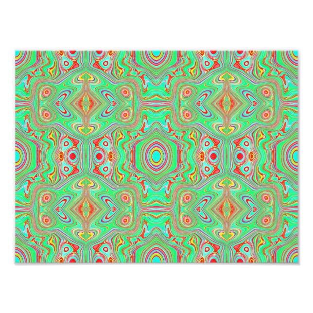 Foto Patrón abstracto retro de naranja y verde lima (Frente)