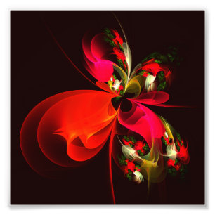 Foto Patrón de arte abstracto rojo verde floral moderno