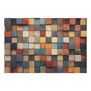 Foto Patrón de bloques de madera rústicos y coloridos
